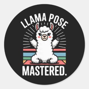 Llama Pose Mastered Cute Yoga Llama Art Classic Round Sticker