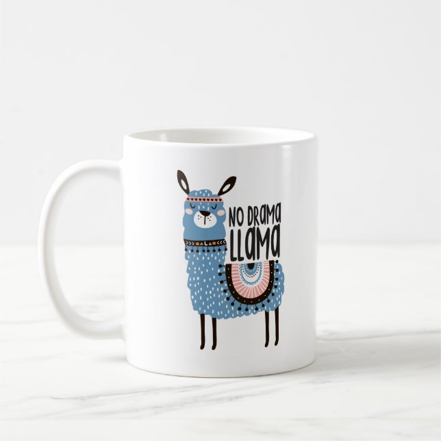 Llama Print Café Mug - No Drama Llama - 11oz (Gauche)