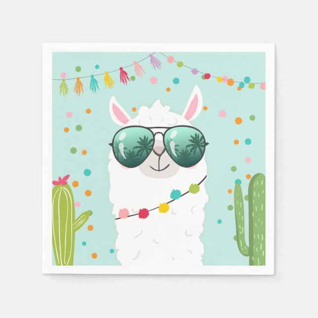 Llama Rama Paper Napkins Fiesta Party Alpaca (Front)