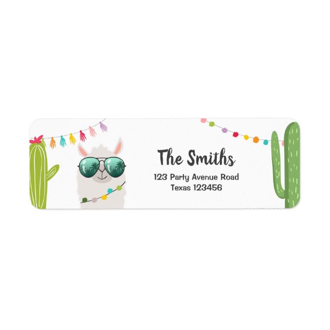 Llama Rama Return Address Labels Fiesta Alpaca (Front)