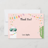 Llama Rama Thank You Card Fiesta Party Alpaca