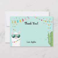 Llama Rama Thank You Card Fiesta Party Alpaca