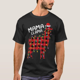 Llama Red Buffalo Plaid Mama Llama Christmas Paja T-Shirt