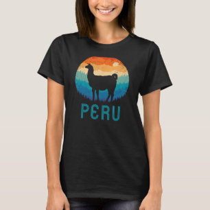 Llama Retro Machu Picchu Peru Vintage Alpaca Nazca T-Shirt