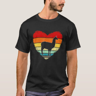 Llama Retro Vintage Love Heart Valentine T-Shirt