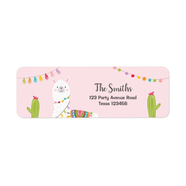 Llama Return Address Labels Fiesta Alpaca Mexican (Front)