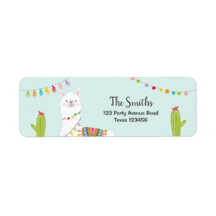 Llama Return Address Labels Fiesta Alpaca Mexican