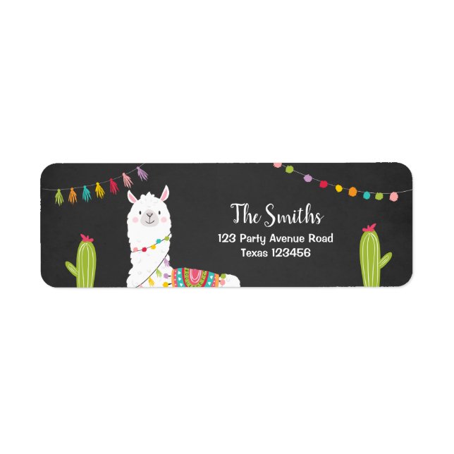 Llama Return Address Labels Fiesta Alpaca Mexican (Front)