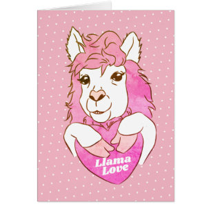 Llama rose amour et coeur