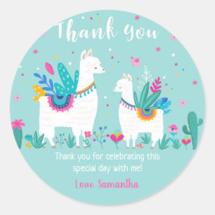 Llama Round Favour Sticker