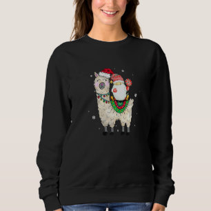 Llama Santa Hat Christmas Llama Santa Gnome Sweatshirt