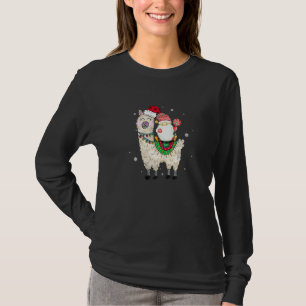 Llama Santa Hat Christmas Llama Santa Gnome T-Shirt