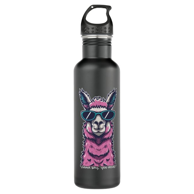 Llama say you Rock | Quirky pose in sunglasses 710 Ml Water Bottle (Front)