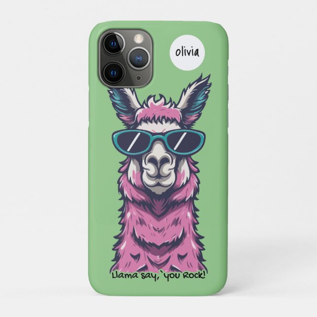 Llama say you Rock | Quirky pose in  sunglasses Case-Mate iPhone Case (Back)