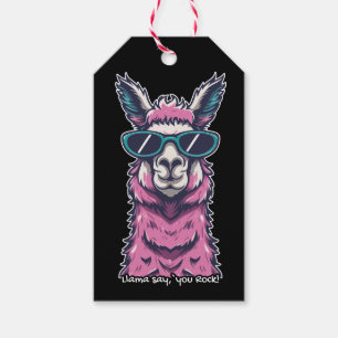 Llama say you Rock   Quirky pose in  sunglasses Gift Tags