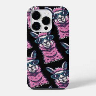 Llama say you Rock | Quirky pose in sunglasses iPhone 14 Pro Case