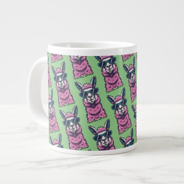 Llama say you Rock | Quirky pose in sunglasses Large Coffee Mug (Front Left)