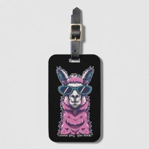 Llama say you Rock Quirky pose in sunglasses Luggage Tag