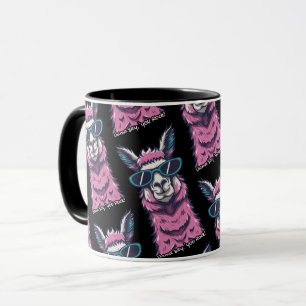 Llama say you Rock   Quirky pose in sunglasses Mug