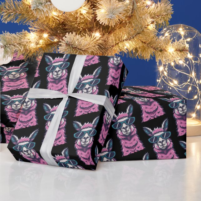 Llama say you Rock | Quirky pose in sunglasses Wrapping Paper (Holidays)