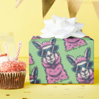 Llama say you Rock | Quirky pose in sunglasses Wrapping Paper