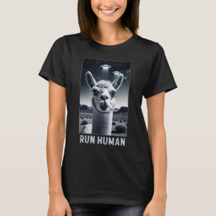Llama Selfie UFO Fun Quirky Gift T-Shirt
