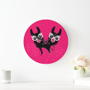 Llama Sisters Large Clock