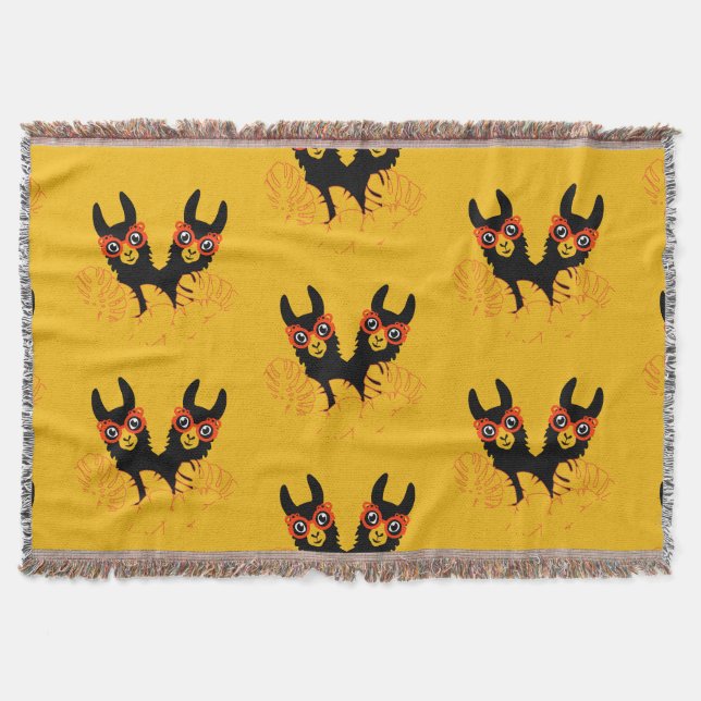 Llama Sisters Throw Blanket (Front)