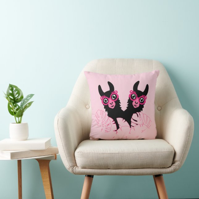 Llama Sisters Throw Pillow (Chair)