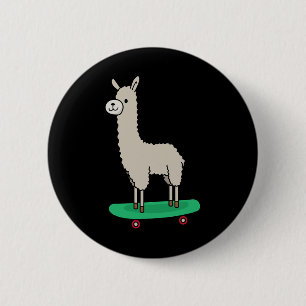 Llama Skateboard Funny Skateboarding Alpaca Llama 2 Inch Round Button