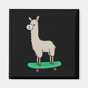 Llama Skateboard Funny Skateboarding Alpaca Llama  Magnet