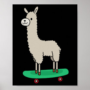 Llama Skateboard Funny Skateboarding Alpaca Llama  Poster