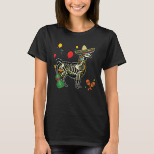 Llama Skull Mexico Alpaca Halloween T-Shirt