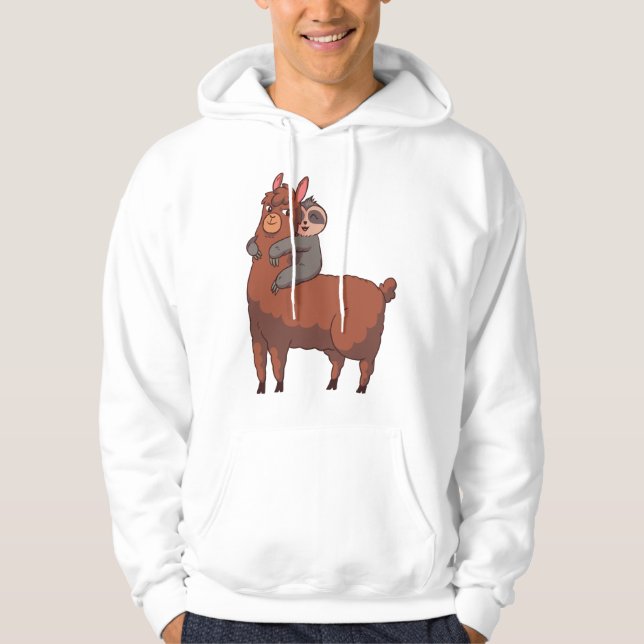 LLAMA SLOTH HUGGING  HOODIE (Front)