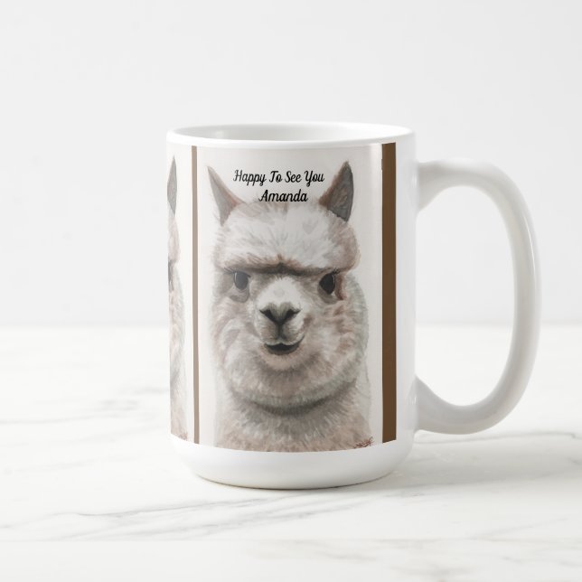Llama Smile Personalize Large Custom Coffee Mug (Right)