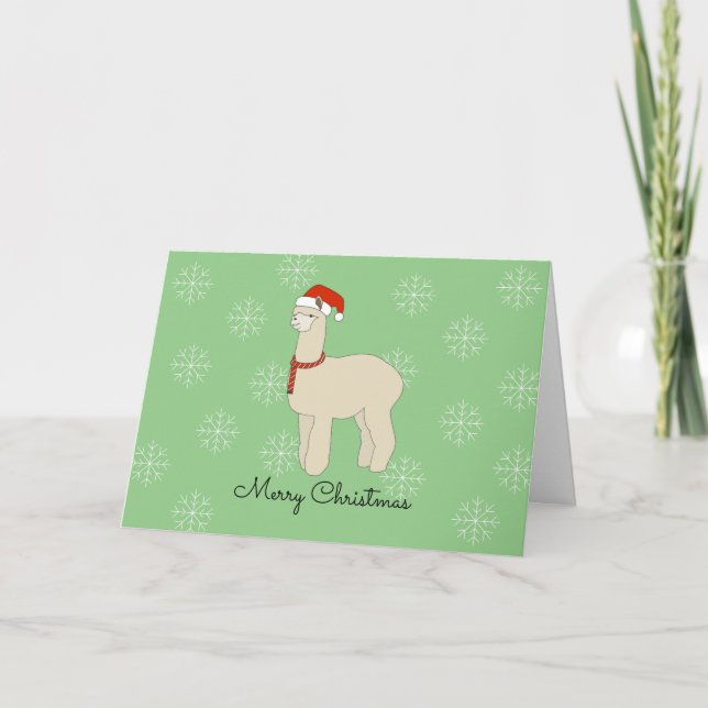 Llama Snowflakes Christmas Holiday Card (Front)