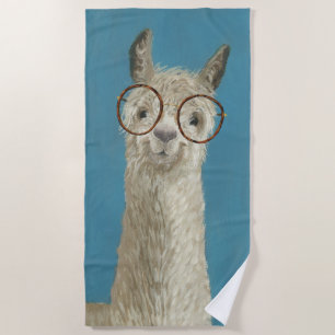 Llama Specs - Round Eyeglasses Beach Towel