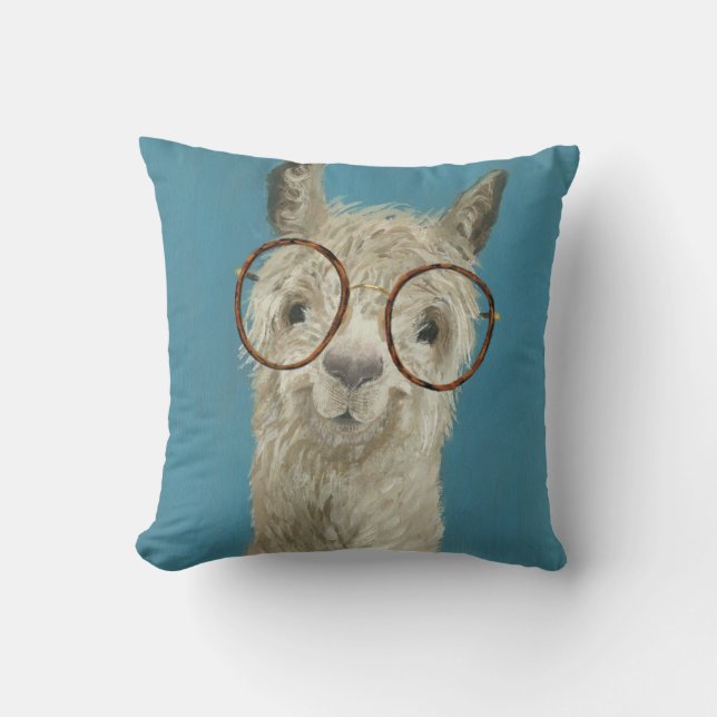 Llama Specs - Round Eyeglasses Throw Pillow (Front)