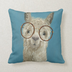 Llama Specs - Round Eyeglasses Throw Pillow