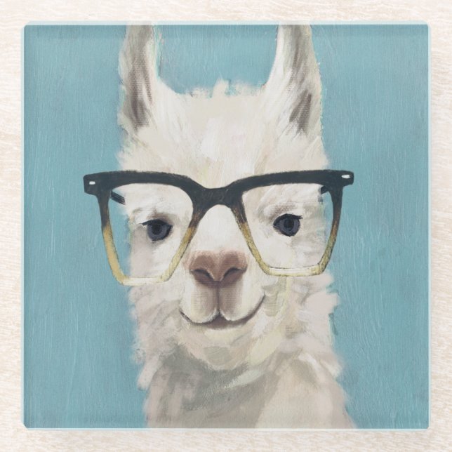 Llama Specs - Square Glass Coaster (Front)