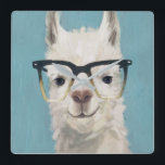 Llama Specs - Square Square Wall Clock<br><div class="desc">Llama Specs II by Victoria Borges. Features a happy llama in oversized square eyeglasses.</div>