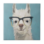 Llama Specs - Square Tile<br><div class="desc">Llama Specs II by Victoria Borges. Features a happy llama in oversized square eyeglasses.</div>