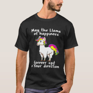 Llama Spit Happens Quote Saying Rainbow Colorful T-Shirt
