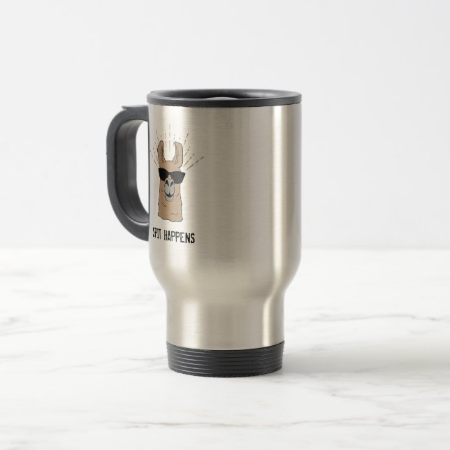 Llama Spit Happens Travel Mug (Front Left)