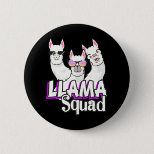 Llama Squad 80s Llama Animal Lover Cute 2 Inch Round Button