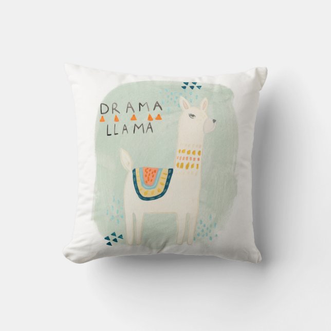 Llama Squad - Drama Llama Throw Pillow (Front)