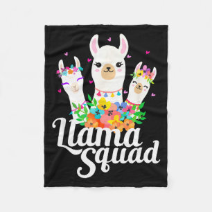 Llama Squad Funny Cute Llama Matching Fleece Blanket