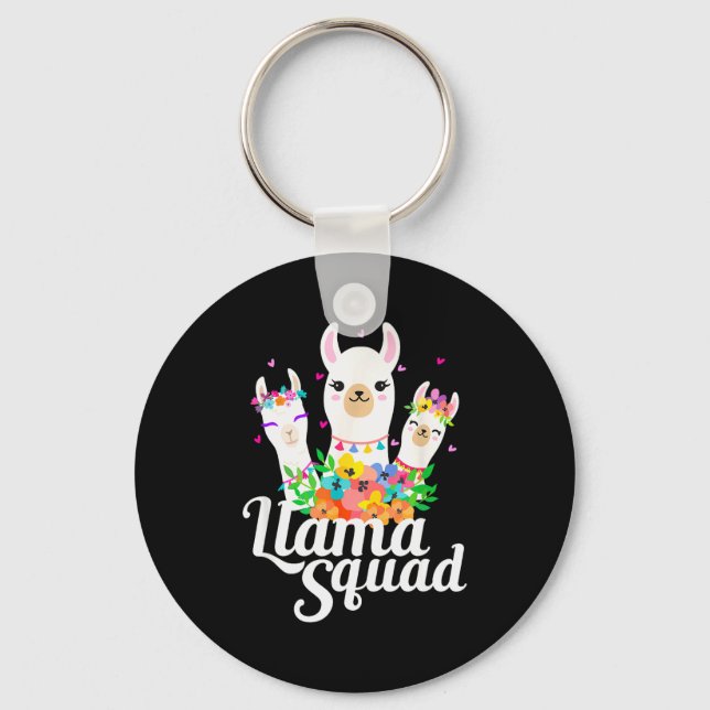 Llama Squad Funny Cute Llama Matching  Keychain (Front)