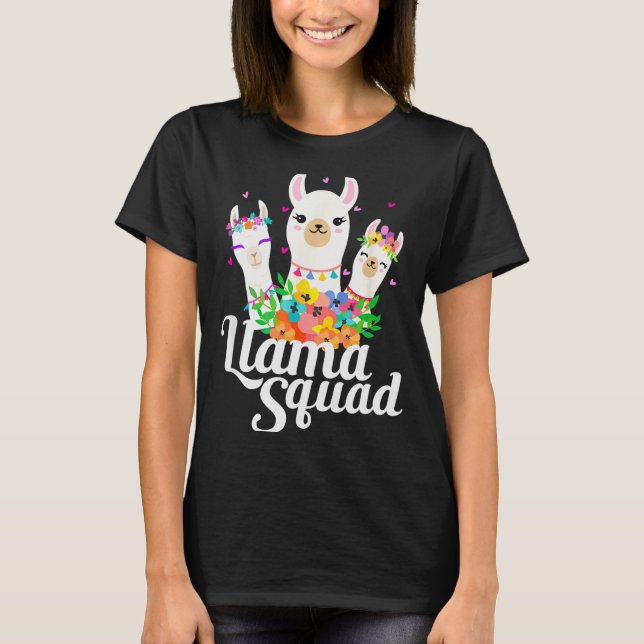 Llama Squad Funny Cute Llama Matching  T-Shirt (Front)
