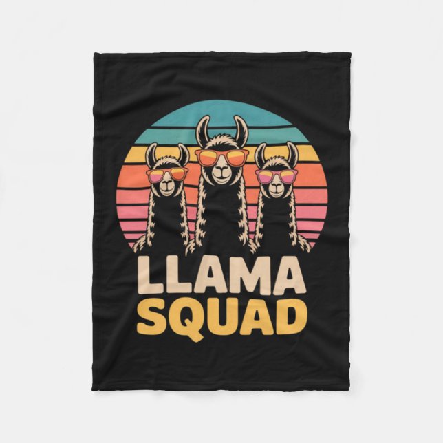 Llama Squad Sungles Cool Llamas Gift Fleece Blanket (Front)